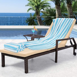 Stripe Beach Towel Microfibre, Lightweight Beach Towels for Dock Bay, Quick Drying Bath Towel for Adults, Beach Swimming Towels (Summer Blue, 140X70CM)