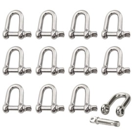 Dtoterul Shackle D-shape 12 pieces M4 stainless steel shackle with eye bolt carabiner shackle small with screw cap shackle D stainless steel 304 for chains and ropes