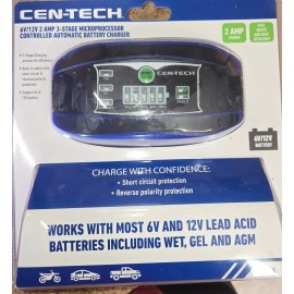 Cen-Tech 6V/12V 2 Amp 3 Stage Microprocessor Controlled Automatic Battery Charger