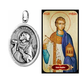 Saint Stephen Patron Saint of Deacons Headaches Horses Coffin Makers and Masons Candles (Medal+Card)