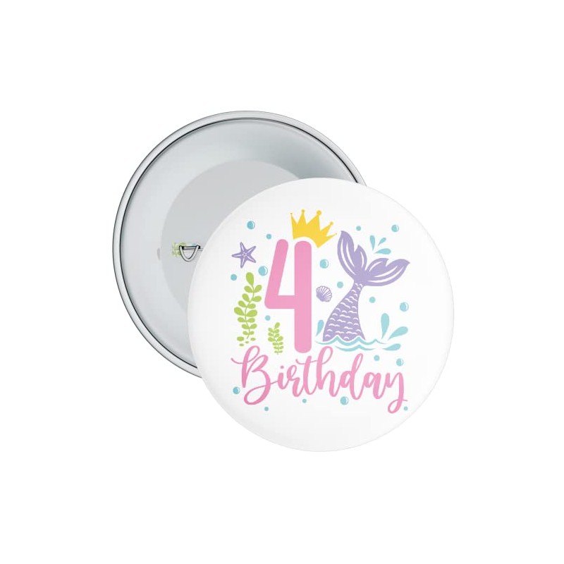 4th Birthday Badge - Mermaid Theme