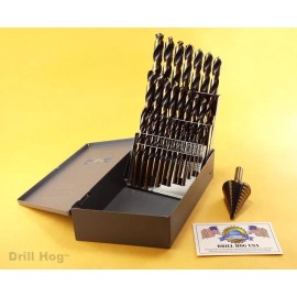 Drill Hog USA 29 Pc HI-Molybdenum Drill Bit Set M7 Step Drill Lifetime Warranty