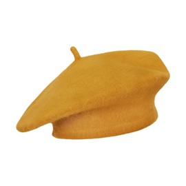Gllutt Beret Hat Artist French Style Warm Thick Wool Solid Color for Women Girl(Topaz Yellow)