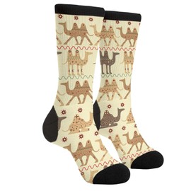 Sigouyinei Tropical Desert Stylized Camel Tribal Culture Casual Funny Funky Novelty Socks For Men Women
