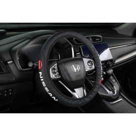 Car Steering Wheel Cover, 14.5-15 Inch Universal Microfiber Leather Covers Non-Slip, Sweat-Absorbent Material, Universal Auto Parts, Suitable for Nissan Most Cars - Black