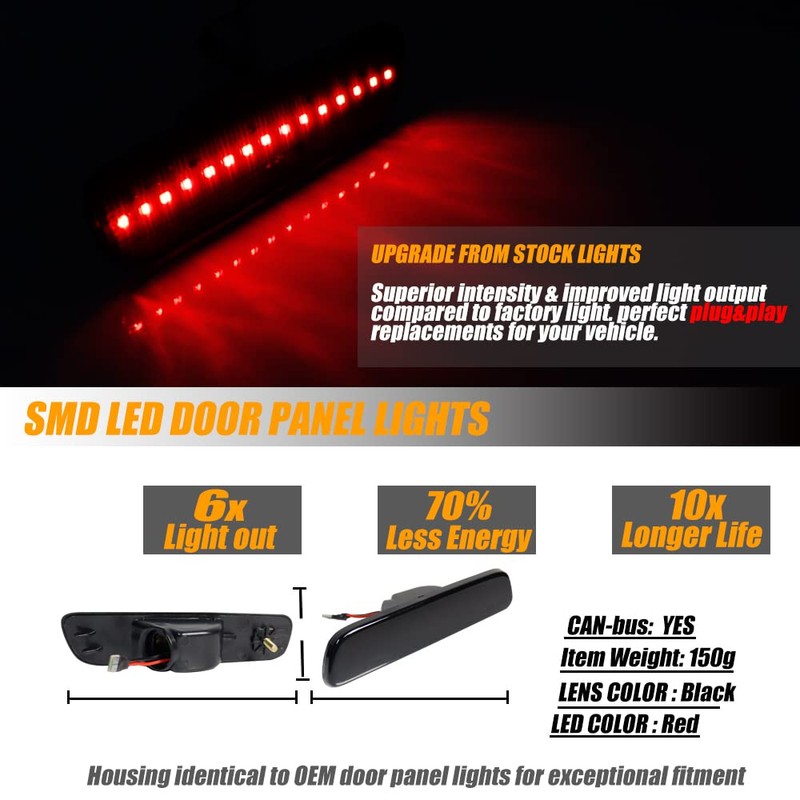 TurningMax 2pcs For 1999-2003 Lexus RX300 Smoked Lens Rear Red