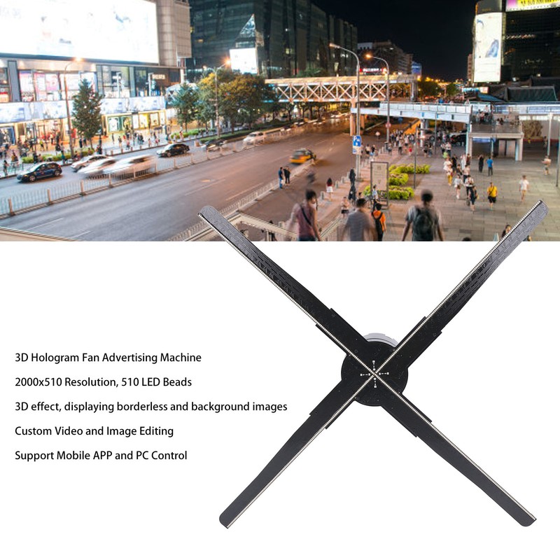 3D Holographic Projector Advertising Display 45cm 4 Blades Fan 2000x510