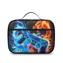 MAHIPOCI Ice Fire Dragon Kids Lunch Box Horizontal for School, Insulated Reusable Gaming Lunch Bag for Boys Girls, Waterproof School Travel Picnic Cooler Container Bag with Handle, for Teen Boys