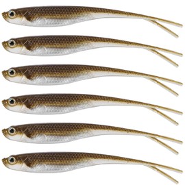 Drfish 5 Pack Soft Lures, Fork Tail Soft Jerk Shad Minnow Baits, 4-3, 4 Inches Soft Swimbaits Jerkbaits Drop Shot Lures Plastic Bass Lures Blue