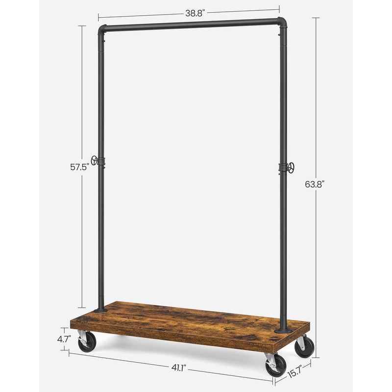 VASAGLE Clothes Rack, Heavy Duty Clothing Rack, Industrial Pipe Style