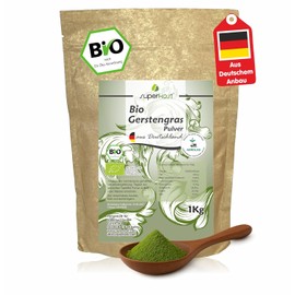 Organic Barley Grass Powder or Capsules Organically Grown in Bavaria, Germany, with Laboratory Test Seal, Raw Food Quality 1 kg