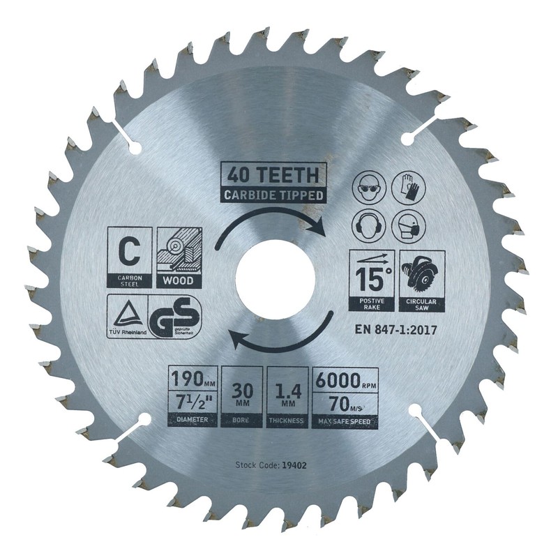 Circular Saw Blade 190mm x 30mm 20 24 40 Teeth