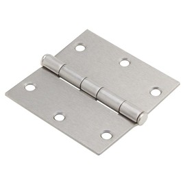2 Pack Satin Nickel Door Square Hinge 3"x3" (Fixed Pin) (2, 3" x 3"x 2 mm)