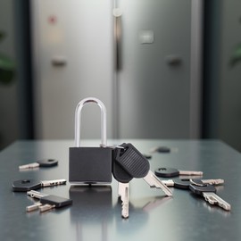 Black Padlock, Small Padlock, Anti-Theft Lock with 2 Keys Security Tool, Long Beam Suitcase, Strong Diary Lock Dormitory,Copper, Keyed Padlocks