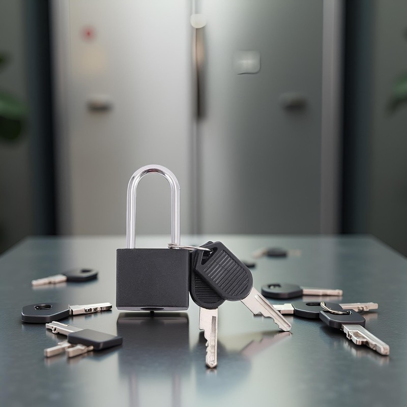 Black Padlock, Small Padlock, Anti-Theft Lock with 2 Keys Security