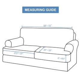 CUCRAF T Cushion Sofa Cover 3 Piece Loveseat Slipcovers, Soft Thick Velvet Couch Cover for Living Room, Washable High Stretch Furniture Protector with 2 Cushion Sofas Slipcover (Medium, Khaki)