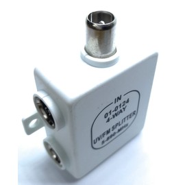 DRUT 1 Input to 4 Output TVs RF Splitter 4 Way UV FM VHF Aerial Cable Adapter