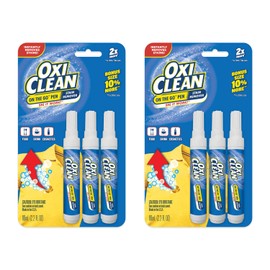 OxiClean On The Go Stain Remover Pen for Clothes, Portable Instant Stain Remover Stick with Scrubber Tip, Travel-Friendly Pen for Clothes Laundry, for Food Drink Cosmetics, 6 Count