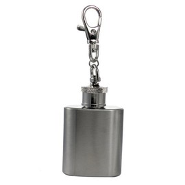 Stainless Steel 1oz Brushed and Polished Keychain Flask