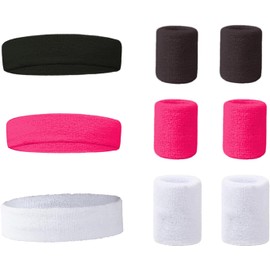 Bandas Deportivas y Muñequeras para Hombre y Mujer, Set de 9 Piezas Absorbente de Sudor, Diademas Elásticas para la Cabeza para Correr, Gimnasio, Yoga, Ciclismo, Entrenamiento y Baloncesto