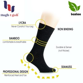 HUGH UGOLI Women's Bamboo Thin Crew Socks for Dress Business & Trouser, Seamless Toe, 4 Pairs in Gift Box, Shoe Size 5-8/8-11, White, Shoe Size: 8-11