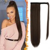 BARSDAR Chocolate Brown Straight Wrap Ponytail Extension - 24 Inch