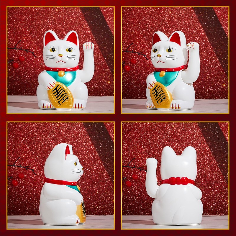 Chunful 6 Inch Lucky Cat Waving Arm Maneki Neko Lucky