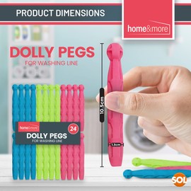 SOL 24pk Plastic Dolly Pegs For Washing Line | Heavy Duty Dolly Washing Pegs | Plastic Clothes Pegs for Washing Line | Strong Plastic Pegs for Washing Line | Clothes Pegs Strong | Clothes-Pegs