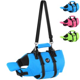 Dogcheer Dog Life Jacket with Zipper and 4ft Leash, Adjustable Pet Life Vest for Swimming Boating, High Buoyancy Flotation Swim Vest PFD for Small Medium and Large Dogs-Blue,XS