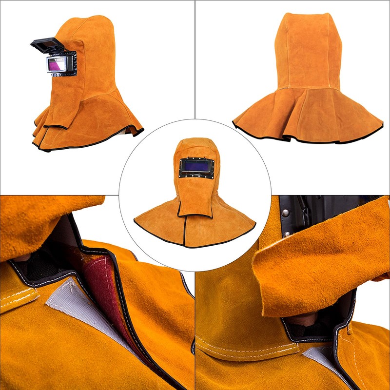 Cowhide Leather Welder Hood Auto Darkening Solar Filter Lens Welding