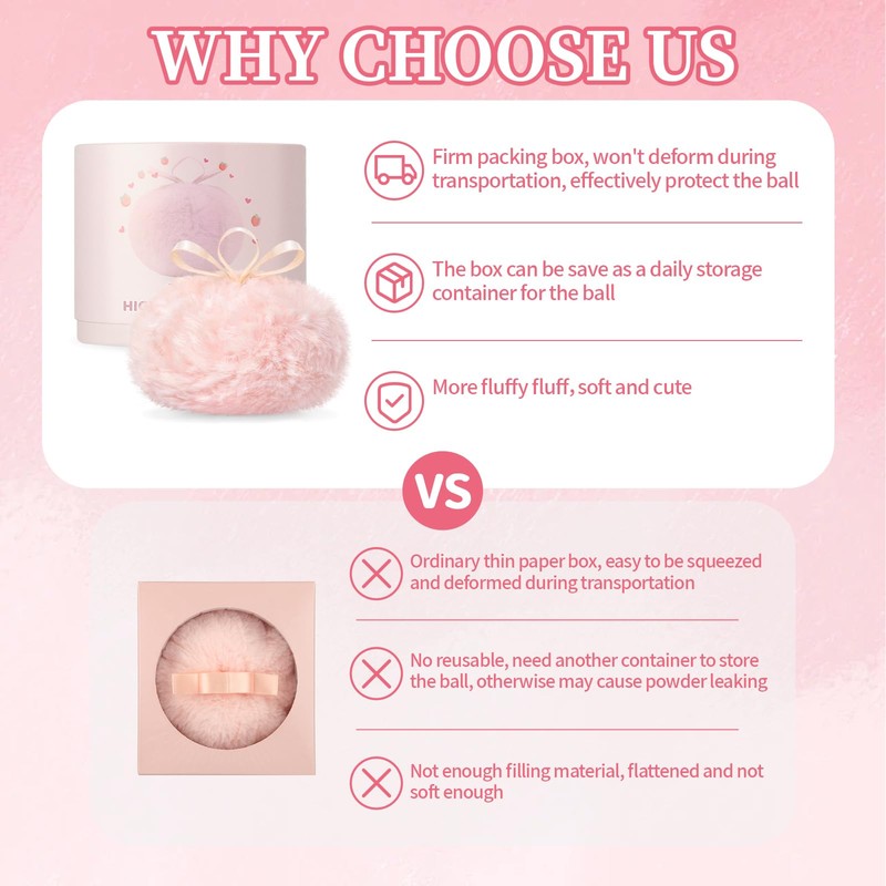 Noerrors Body Glitter Powder Puff Body Shimmer Powder Plush Peach
