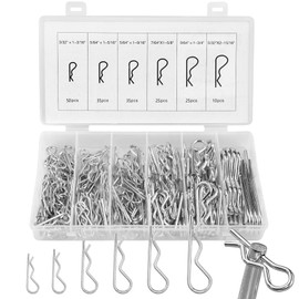 Pack of 180 Cotter Pins Assortment R Clips Set, Stainless Steel Spring Cotter Pins, Spring Pins Assortment, 6 Sizes, Galvanised Safety Cotter Pins, Retaining Spring Coupling Cotter Pins, for Tractors,