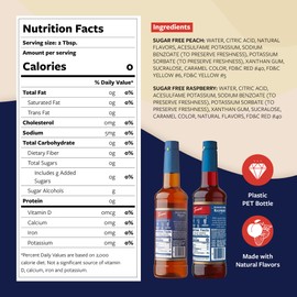 Torani Sugar Free Raspberry Syrup and Sugar Free Peach Syrup Variety 2-Pack, Flavored Syrups for Drinks, Pumps Included, 25.4 Fl Oz Ea