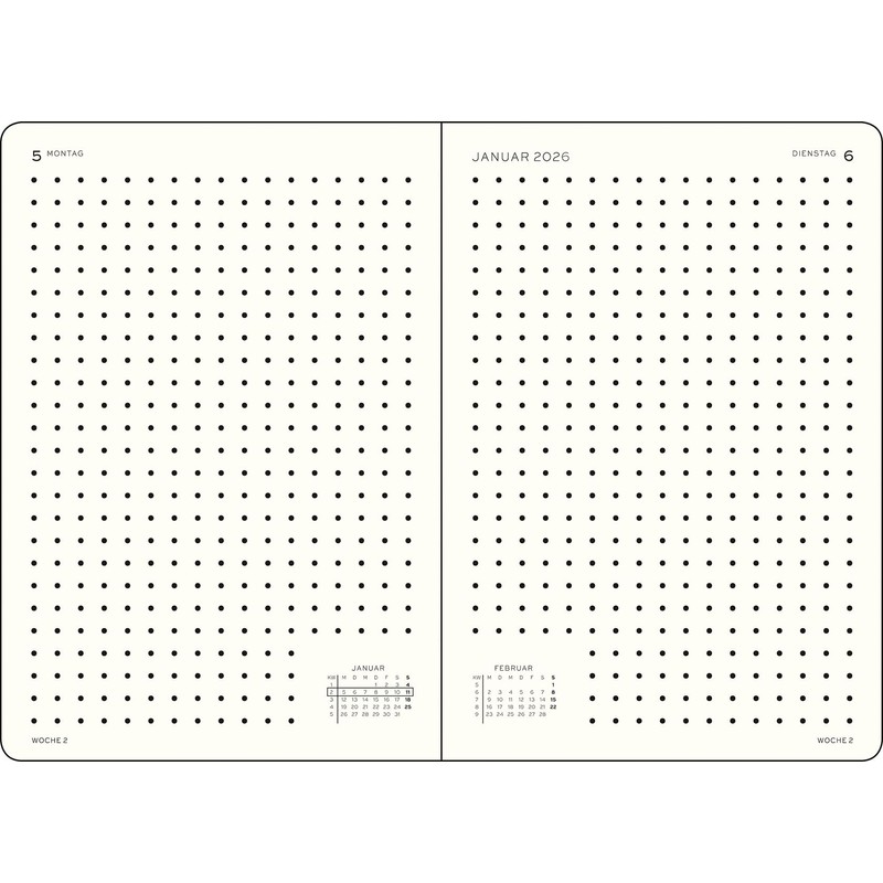 LEUCHTTURM1917 Dotted Medium (A5) 372600 Daily Calendar 2026, 12 Months,