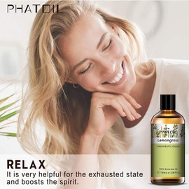 Phatoil Aroma Oil, Lemongrass Essential Oil, 3.4 fl oz (100 ml), Essential Oil, Lemongrass Oil, Gift