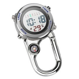 Aceshop Carabiner Watch Digital Clip On Quartz Watch Multifunctional Carabiner Watch FOB Luminous Compass Carabiner Watch with Compass for Doctors Nurses Paramedic Chefs Sports Unisex Men Women, blue,