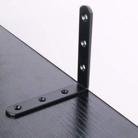 Sayayo Shelf Bracket Corner Brace Joint Angle Bracket Shelf Support Wall Hanging 100mm*100mm, Stainless Steel Matte Black, 4 Pcs, EJM100B-4P