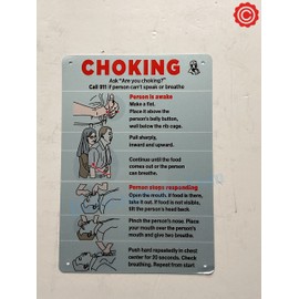 CHOKING POSTER SIGN- Resturant choking sign (ALUMINIUM, REFLECTIVE. 7X10 INCH,HEAVY DUTY, RUST FREE, WHITE)