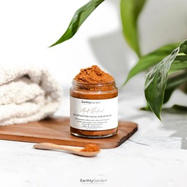 Earthly Garden Mint Walnut Exfoliating Face Scrub (AHA) - Natural Microdermabrasion Deep Pore Cleanser for Blackheads Acne Scars and Glowing Skin 2 oz 4 Ounce / 어스리 가든 민트 호두 각질 제거 페이스 스크럽(AHA) - 블랙헤드 여드름 흉터 및 빛나는 피부를 위한 천연 마이크로더마브레이션 딥 포어 클렌저 2온스 4 Ounce