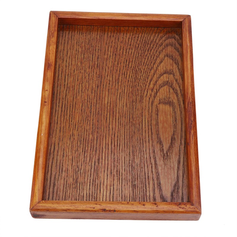Rectangular Wooden Tea Container Serving Table Plate Snack Food Storage