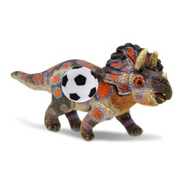 DolliBu Wild Collection Triceratops Dinosaur Stuffed Animal with Soccer Ball Plush - Huggable Dinosaur Playtime Plush Toy, Cute Wild Life Gift, Stuffed Doll Animal Toy for Kids, Adults - 17 Inches