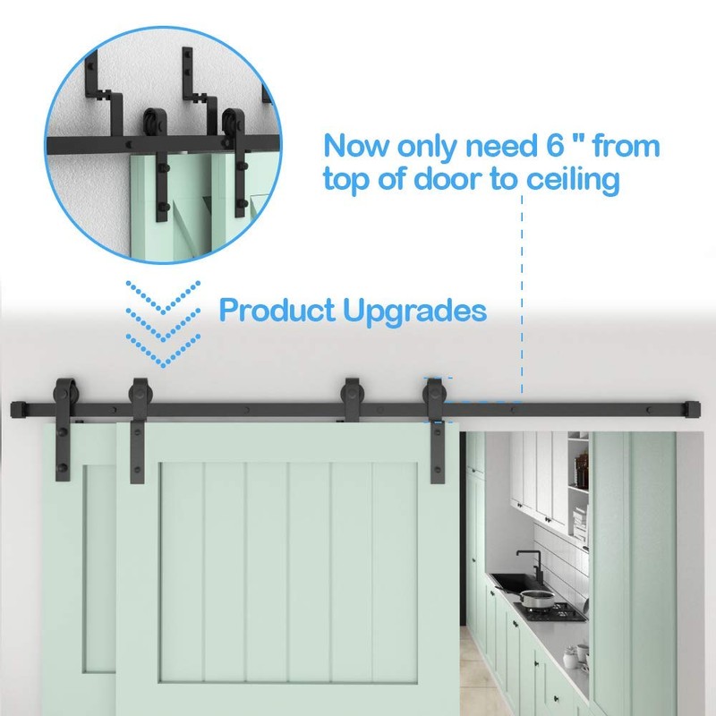 ZEKOO Bypass Sliding Barn Door Hardware Kit, Single Track, Double
