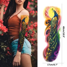 Aresvns Spring Sleeve Temporary Tattoo for women and gils 26 Sheets, Beautiful Floral Waterproof Fake Tattoo,Roses Peacock Temp tatoo for BBQ Pool Beach Party