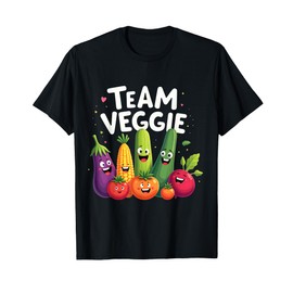 Team Veggie Playful Vegetable Characters Art T-Shirt