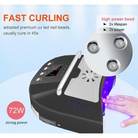 Cordless LED UV Nail Lamp,Professional Nail Dyer for Gel Nail Light,OBEEGOO Nail Lamp for Acrylic Gel,Curling Lamp for Beauty Salon (Black)