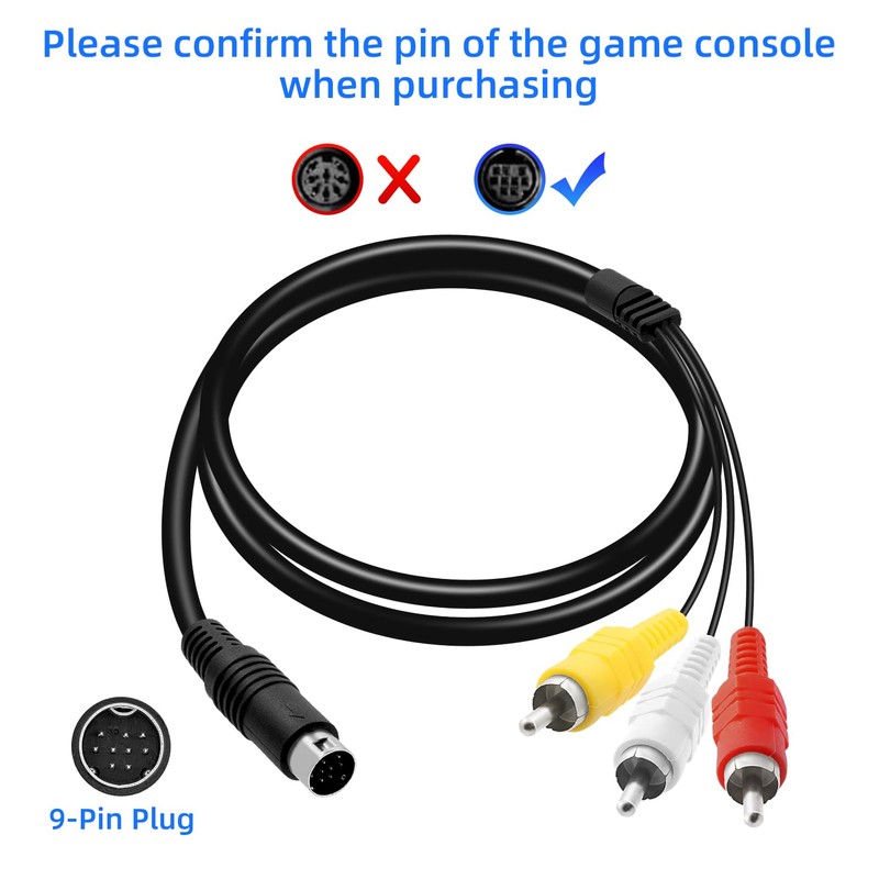 Mcbazel AV Cable for Genesis 2 3, 1.8M/6FT RCA Composite