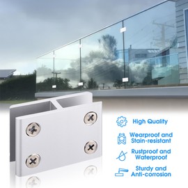 Kitmose 8 PACK Glass Clamp,180 degree glass to glass clamp,Adjustable Double Side Aluminum Alloy Glass Shelf Support Bracket,Glass Clip Holder for 8-10mm Thickness