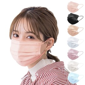 [シシベラスポーツ] 【CICIBELLA公式店】マスクプリーツマスク 血色マスク 不織布 カラー 夏用マスク 50枚+1 ふつうサイズ 子供サイズ 小さめサイズ 耳が痛くならない バイカラー 両面同色 検査済み bpkfn