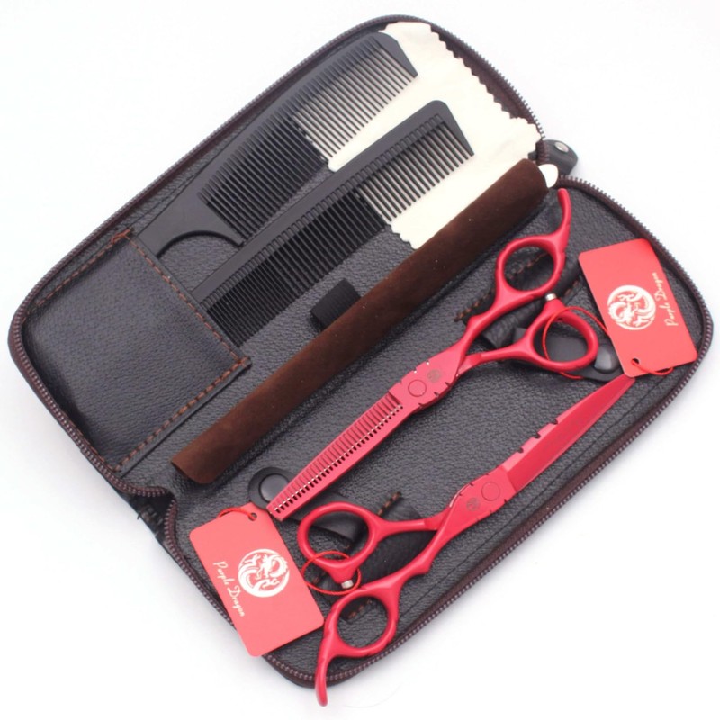 Kit Tijeras Profesionales Estilista Barbero Peluquero Purple Dragon 5.5 pulgadas