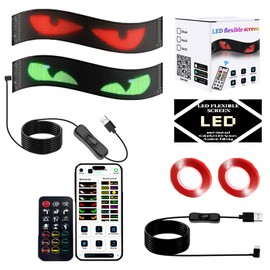 2 Pack 14.72"x3.62" LED Devil Eyes Light Sign for Cars, Ojos Led para Carro, Remote/App Control, USB-Powered Flexible Panel, Custom Dynamic Patterns for Windows of Cars SUVs Small Medium Trucks